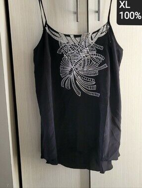 Matty M Silk Camisole with White Embroidered Front